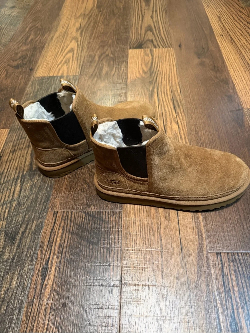 UGG Chestnut Suede Shearling Chelsea Booties- Men’s Size 11